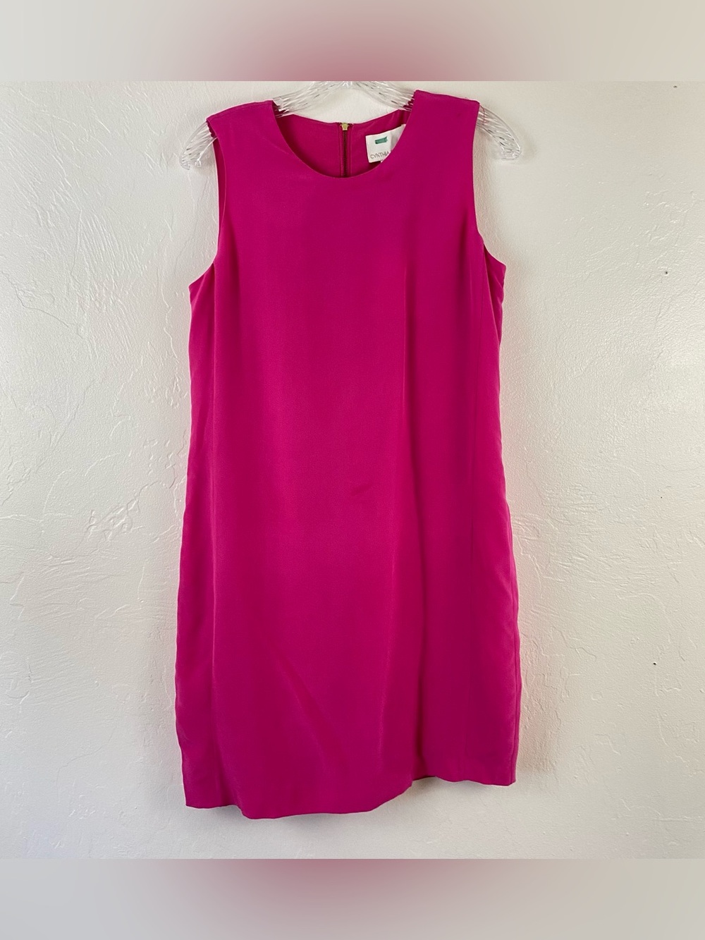 Cynthia Rowley NWT Size 6 Fushia Pink 100% Silk Sleeveless Scoop Neck Midi Dress